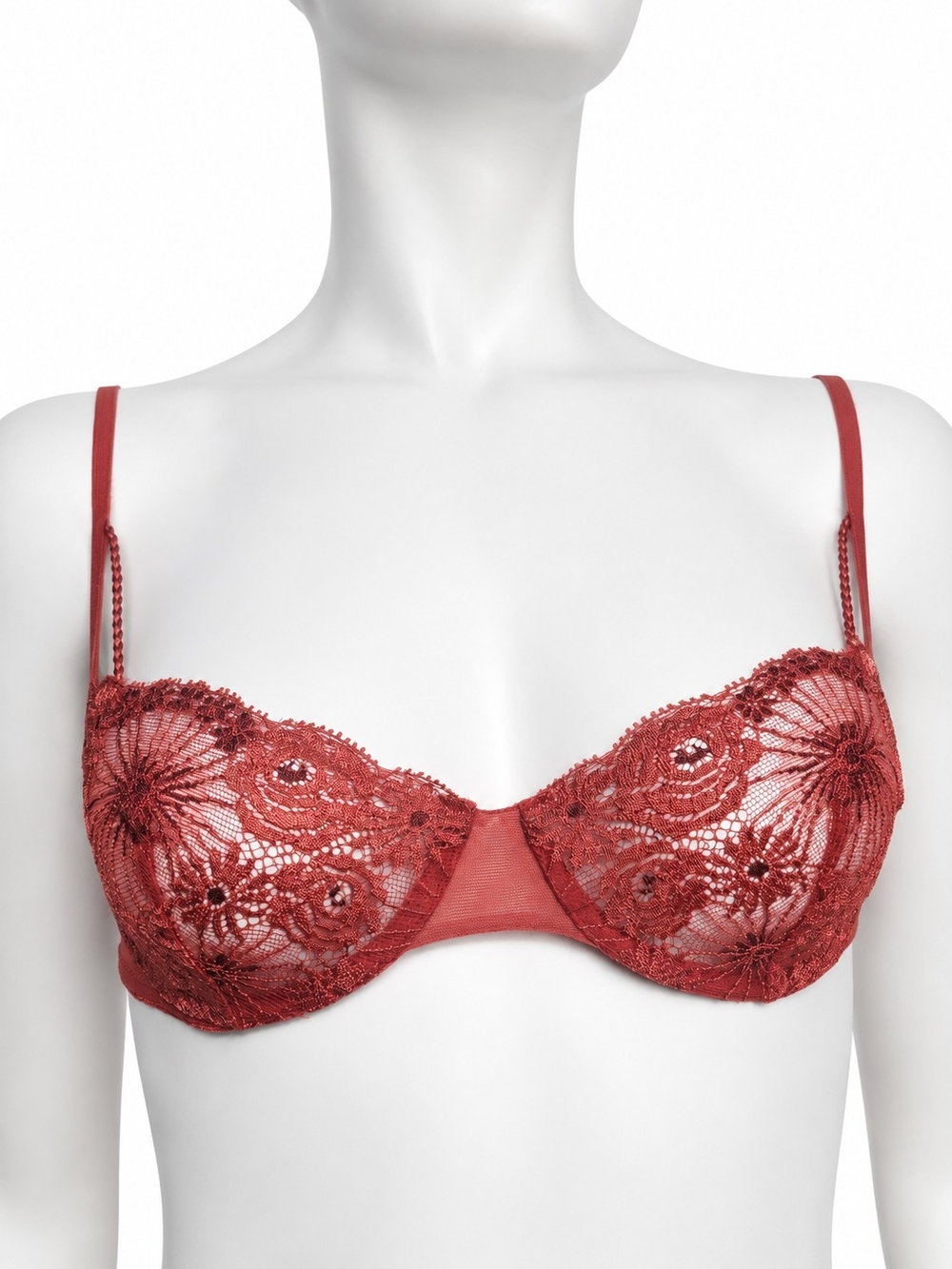 La Perla Malizia Rare Sample Bra 34B NWT Deadstock Rust Lace Embroidered luxury